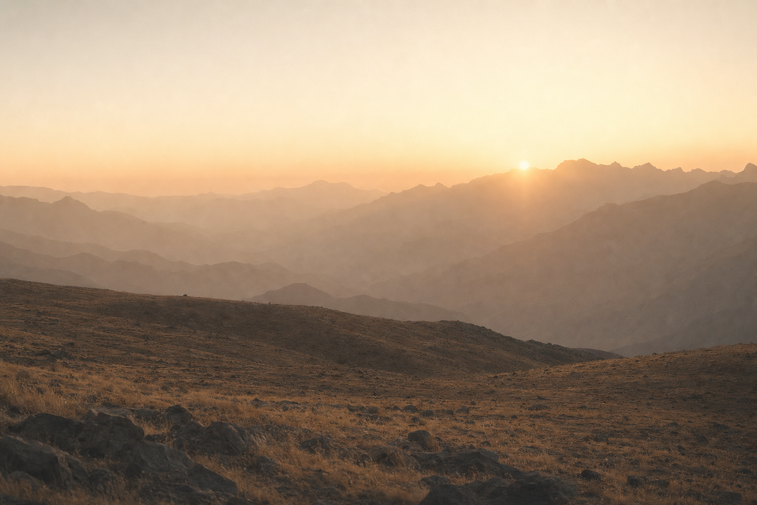 Mountain ridge at sunrise