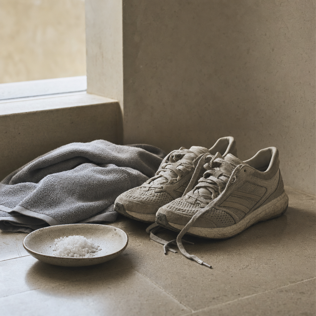 Worn running shoes